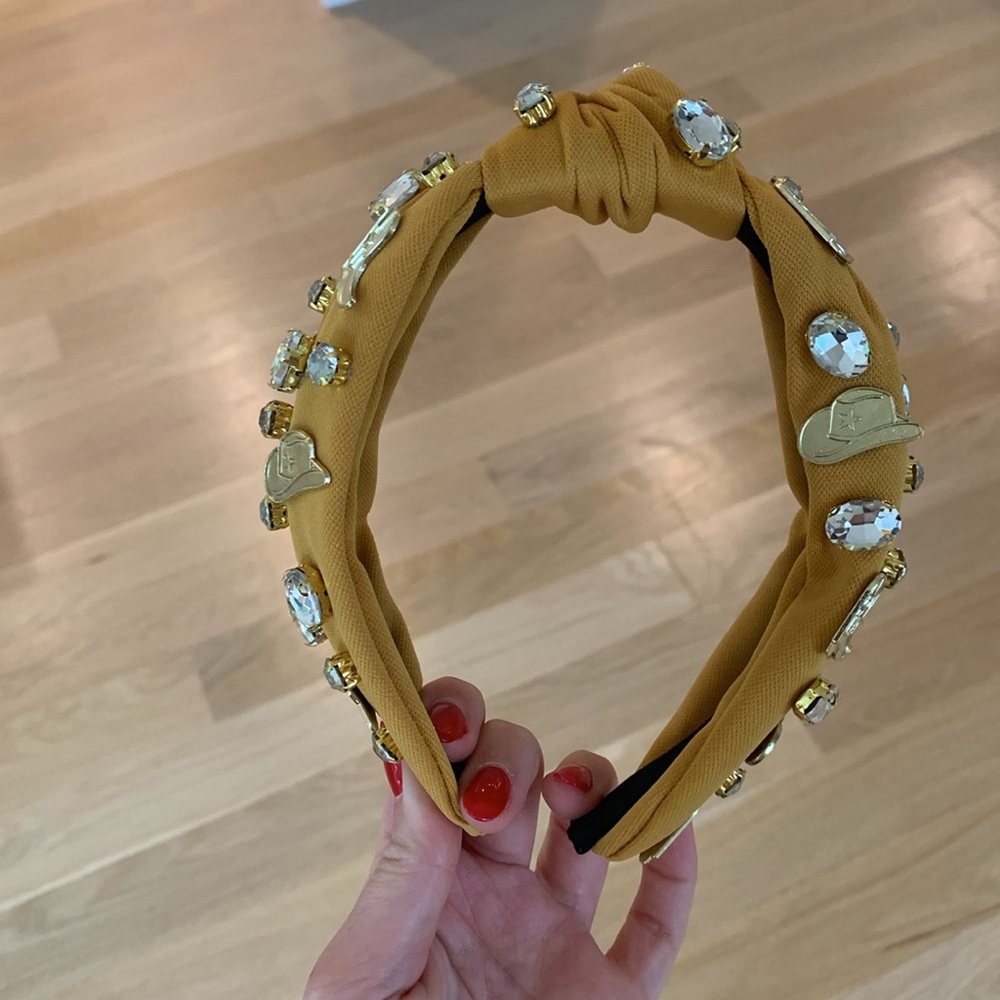Mustard yellow cow boy hat cowgirl boots rhinestone studded headband